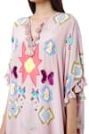 Buy_Payal Singhal_Pink Crepe Printed Ikat Star Motif V Neck Basri Kaftan And Palazzo Set _Online_at_Aza_Fashions