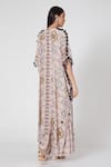 Shop_Payal Singhal_Pink Crepe Printed Mosaic Diamond Patterns Notched Kaftan And Palazzo Set _at_Aza_Fashions