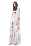 Buy_Payal Singhal_White Crepe Printed Ikat Star Motif V Neck Aria Kaftan And Palazzo Set _Online_at_Aza_Fashions