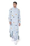 Buy_PS Men by Payal Singhal_Blue Art Crepe Printed Warli Aztec Kurta Set  _at_Aza_Fashions