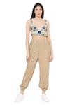 Buy_Payal Singhal_Gold Brocade Embroidered Blouse Scoop Jacket And Joggers Set  _Online_at_Aza_Fashions