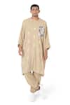 Buy_PS Men by Payal Singhal_Gold Brocade Printed Aztec Kaftan Kurta Set  _at_Aza_Fashions