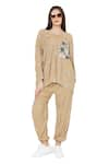 Buy_PS Pret by Payal Singhal_Gold Brocade Embroidered Round Oversize Top And Joggers Set  _at_Aza_Fashions