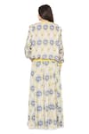 Shop_Payal Singhal_Yellow Art Silk Printed Ikat Eye Round Top And Draped Pant Set _at_Aza_Fashions