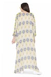 Shop_Payal Singhal_Yellow Art Silk Printed Ikat Eye V Neck Kaftan And Pant Set  _at_Aza_Fashions