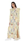 Buy_PS Pret by Payal Singhal_Yellow Art Crepe Printed Floral Motifs Tassel Embellished Dress  _Online_at_Aza_Fashions