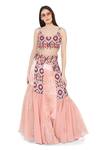 Buy_Payal Singhal_Red Organza, Chanderi, Georgette, Art Silk Ikat Eye Prints Lehenga And Choli Set _at_Aza_Fashions