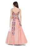Shop_Payal Singhal_Red Organza, Chanderi, Georgette, Art Silk Ikat Eye Prints Lehenga And Choli Set _at_Aza_Fashions