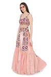 Payal Singhal_Red Organza, Chanderi, Georgette, Art Silk Ikat Eye Prints Lehenga And Choli Set _Online_at_Aza_Fashions