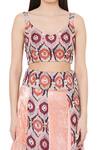 Buy_Payal Singhal_Red Organza, Chanderi, Georgette, Art Silk Ikat Eye Prints Lehenga And Choli Set _Online_at_Aza_Fashions