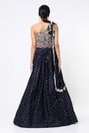 Shop_Payal Singhal_Blue Georgette Embroidered Mukaish Work One Shoulder Choli And Lehenga Set _at_Aza_Fashions