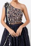 Payal Singhal_Blue Georgette Embroidered Mukaish Work One Shoulder Choli And Lehenga Set _Online_at_Aza_Fashions