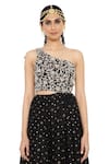 Payal Singhal_Black Georgette Embroidered Mukaish One Shoulder Draped Gown _at_Aza_Fashions