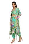 Shop_Payal Singhal_Green Crepe Printed Animal Jacket Open And Jogger Pant Set _Online_at_Aza_Fashions