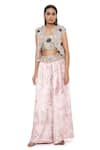 Buy_Payal Singhal_Pink Georgette Embroidery Sequin Open Jacket And Palazzo Set _Online_at_Aza_Fashions