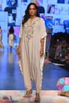 Buy_Payal Singhal_Grey Crepe Embroidery Floral Notched Kara Jumpsuit _at_Aza_Fashions