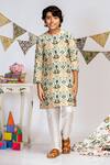 PS Kids by Payal Singhal_Cream Cotton Silk Printed Kurta Pant Set For Boys_Online_at_Aza_Fashions