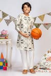 Buy_PS Kids by Payal Singhal_Grey Cotton Silk Print Abstract Kurta Pant Set _Online_at_Aza_Fashions