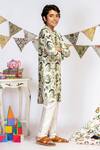 PS Kids by Payal Singhal_Green Cotton Silk Printed Kurta Pant Set For Boys_Online_at_Aza_Fashions