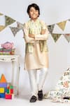 Buy_PS Kids by Payal Singhal_Green Cotton Silk Printed Bundi And Kurta Set For Boys_Online_at_Aza_Fashions