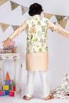 Shop_PS Kids by Payal Singhal_White Cotton Silk Floral Bundi And Kurta Set _at_Aza_Fashions