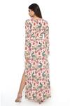 Shop_Payal Singhal_Beige Crepe Peacock V Neck Kaftan _at_Aza_Fashions