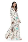 PS Pret by Payal Singhal_White Art Crepe Printed Morocco Motifs V Neck Kaftan _Online_at_Aza_Fashions