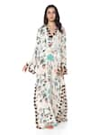 Buy_PS Pret by Payal Singhal_White Art Crepe Printed Morocco Motifs V Neck Kaftan _Online_at_Aza_Fashions