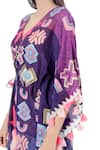 Buy_PS Pret by Payal Singhal_Purple Silkmul Printed Ikat Star Motifs V Neck Kaftan _Online_at_Aza_Fashions