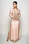Buy_Payal Singhal_Pink Silk Embroidered Plunge Neck Kaftan For Women_Online_at_Aza_Fashions
