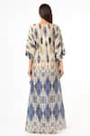 Shop_PS Pret by Payal Singhal_Blue Silkmul Tribe V Neck Kaftan  _at_Aza_Fashions