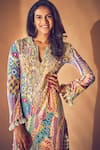 Buy_Payal Singhal_Multi Color Crepe Printed African Pattern Notched Kaftan _Online_at_Aza_Fashions