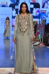 Buy_Payal Singhal_Blue Georgette Woven Ikkat Notched Miraya Kaftan _at_Aza_Fashions