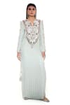 Buy_Payal Singhal_Blue Georgette Woven Ikkat Notched Miraya Kaftan _Online_at_Aza_Fashions