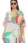 Shop Payal Singhal Green Crepe Tropical Round Frida Print Kaftan at Aza Fashions Shop_Payal Singhal_Green Crepe Tropical Round Frida Print Kaftan _at_Aza_Fashions
