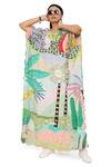 Buy Payal Singhal Green Crepe Tropical Round Frida Print Kaftan Buy_Payal Singhal_Green Crepe Tropical Round Frida Print Kaftan