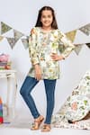 Buy_PS Kids by Payal Singhal_White Silkmul Floral Tunic  _at_Aza_Fashions