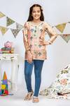 Buy_PS Kids by Payal Singhal_Pink Floral Print Tunic For Girls_at_Aza_Fashions