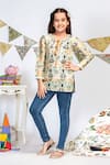 Buy_PS Kids by Payal Singhal_Cream Silkmul Floral Tunic  _at_Aza_Fashions