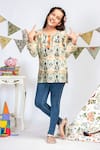 PS Kids by Payal Singhal_Cream Silkmul Floral Tunic  _Online_at_Aza_Fashions