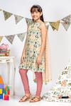 Shop_PS Kids by Payal Singhal_Cream Crepe And Net Floral Kurta & Churidar Set _Online_at_Aza_Fashions