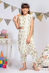 Buy_PS Kids by Payal Singhal_Cream Crepe And Georgette Floral Dhoti Saree With Blouse _at_Aza_Fashions