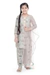 Buy_PS Kids by Payal Singhal_Green Cotton And Net Floral Kurta Palazzo Set  _at_Aza_Fashions