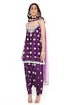 Buy_Payal Singhal_Purple Silk And Net Embroidery Thread Scoop Neck Kurta Set_at_Aza_Fashions