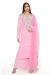 Payal Singhal Pink Crepe Printed Paisley Notched Kurta Palazzo Set Online at Aza Fashions Payal Singhal_Pink Crepe Printed Paisley Notched Kurta Palazzo Set_Online_at_Aza_Fashions