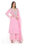 Buy Payal Singhal Pink Crepe Printed Paisley Notched Kurta Palazzo Set Online at Aza Fashions Buy_Payal Singhal_Pink Crepe Printed Paisley Notched Kurta Palazzo Set_Online_at_Aza_Fashions