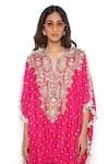 Shop_Payal Singhal_Pink Bandhani Silk Embroidered Flap Collar Kurta And Jogger Pant Set _Online_at_Aza_Fashions