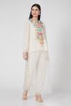 Buy_Payal Singhal_White Georgette Embroidered Notched Kurta And Jogger Pant Set _at_Aza_Fashions