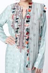 Payal Singhal_Blue Banarasi Silk Embroidered Floral Pattern Notched Kurta Palazzo Set _Online_at_Aza_Fashions