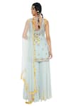 Shop_Payal Singhal_Blue Georgette Embroidered Mukaish Round Shazya Kura Sharara Set _at_Aza_Fashions